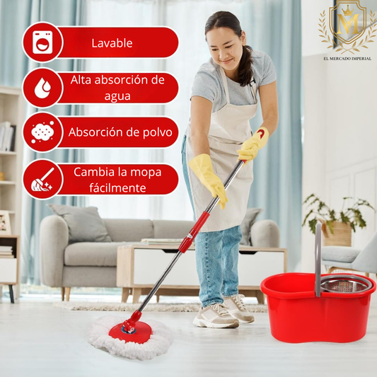 Mopa SpinWaggs – Rotación 360° + Balde 🪣 + Mopa de Repuesto 🎁