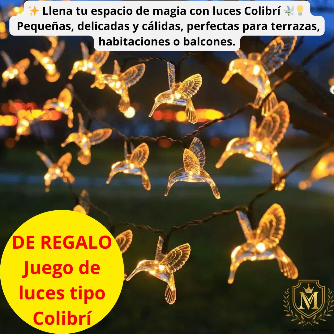 ✨ “¡Pack Decoración Mágica! 1 guirnalda SolarDreams (100 leds) + Guirnaldas Colibrí de Regalo 🐦💡” ✨