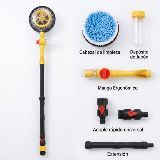 Cepillo de Lavado Automotriz con Dispensador de Jabón — Todo lo que incluye