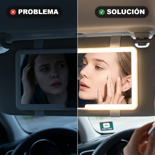 Espejo con Luz LED para Auto — Problema y solución