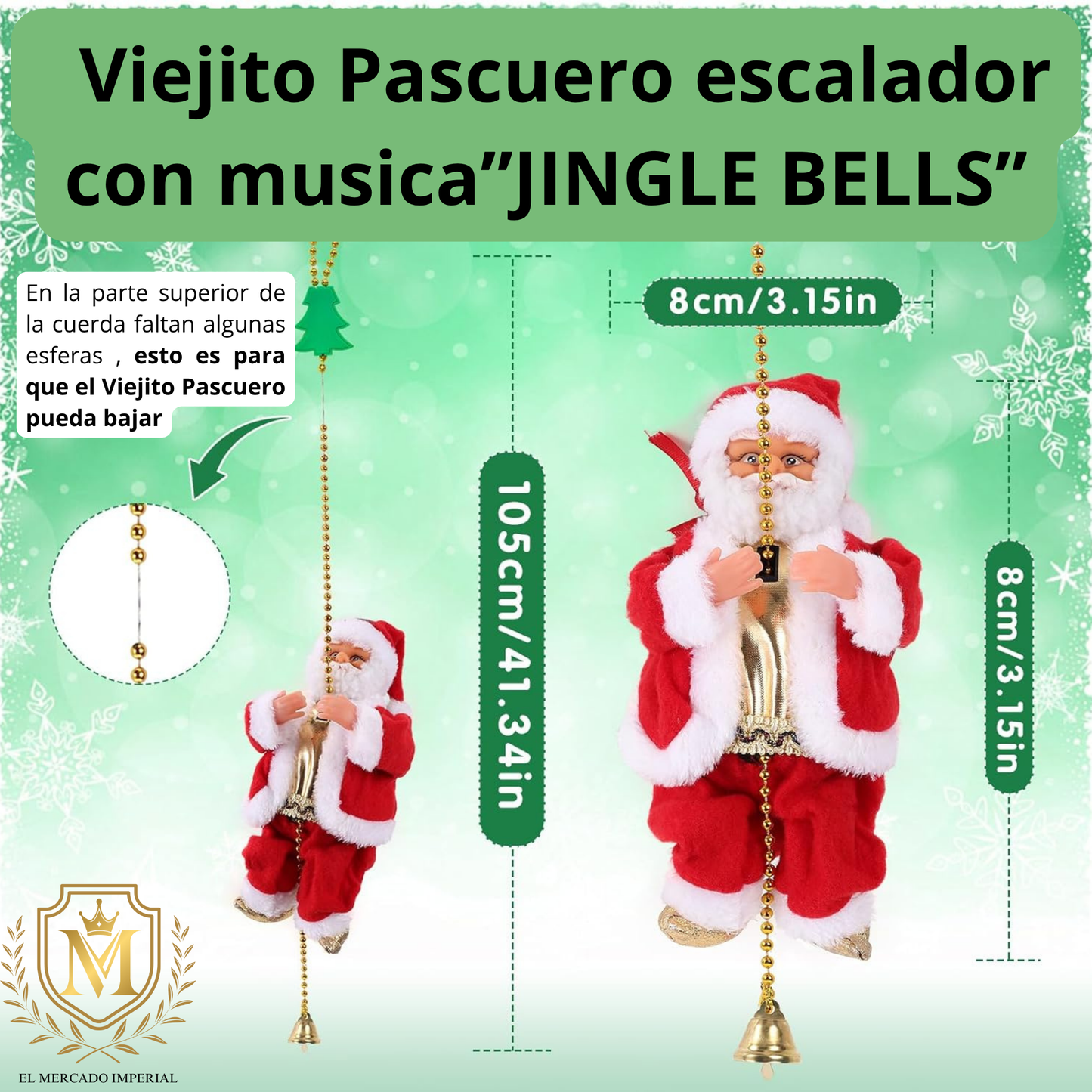 Viejito Pascuero Escalador con música / Sorprende esta navidad