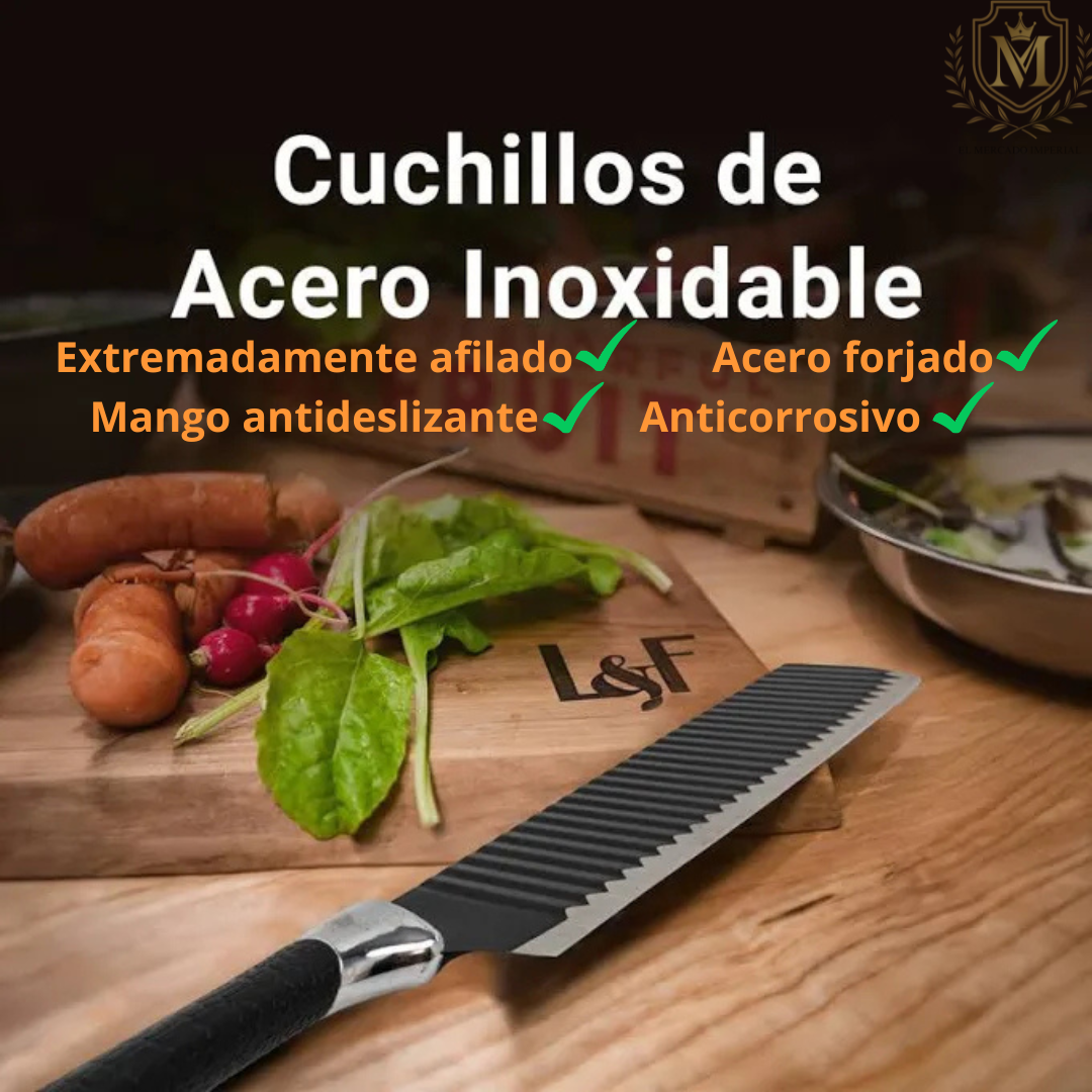 Set de 6 Cuchillos de cocina FORZA Premium + 1 Afilador eléctrico de REGALO
