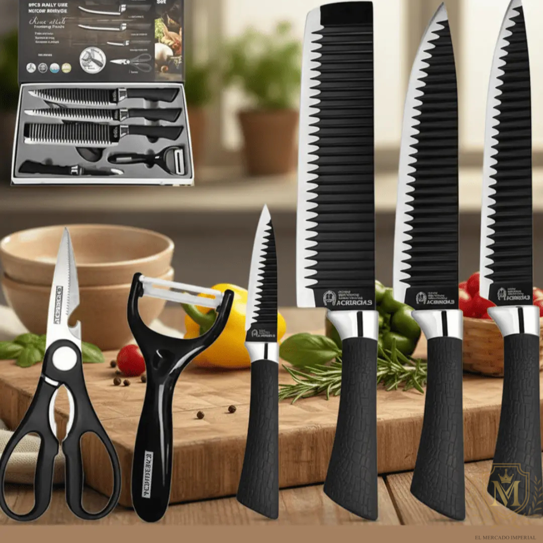 Set de 6 Cuchillos de cocina FORZA Premium + 1 Afilador eléctrico de REGALO