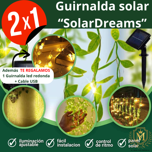 🌿 “Decora Tu Jardín al Doble: LLEVA 2 y PAGA 1 guirnalda SolarDreams (100 led) y Gana una Guirnalda Redonda Gratis”