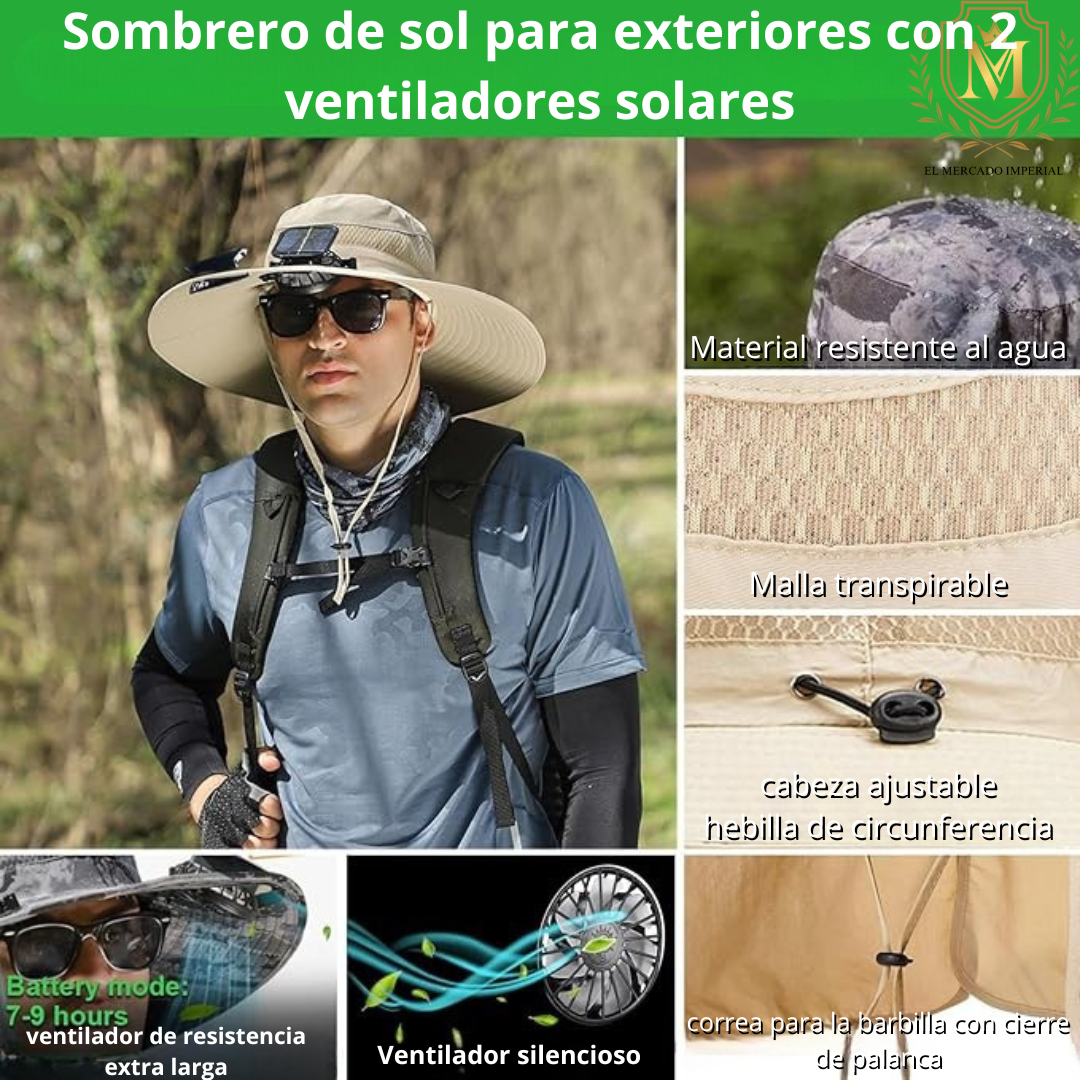🧢 Sombrero Unisex con Ventilador Solar™ – Mantente fresco, sin enchufes ni baterías