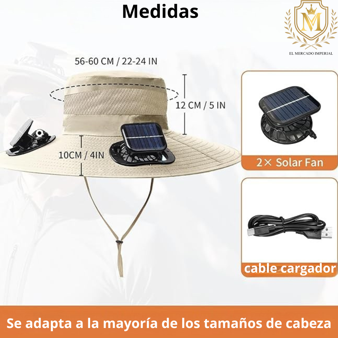 🧢 Sombrero Unisex con Ventilador Solar™ – Mantente fresco, sin enchufes ni baterías