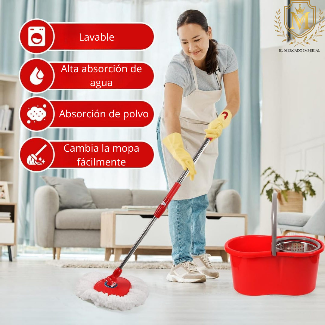 Mopa SpinWaggs – Rotación 360° + Balde 🪣 + Mopa de Repuesto 🎁