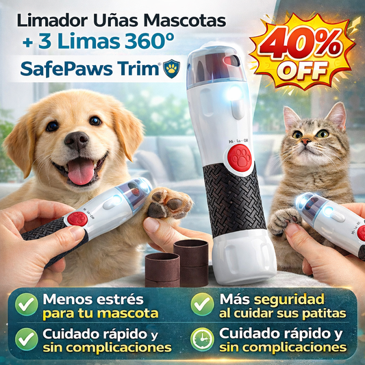 Limador de Uñas Mascotas + 3 Limas 360° / SafePaws Trim® 🛡️🐾