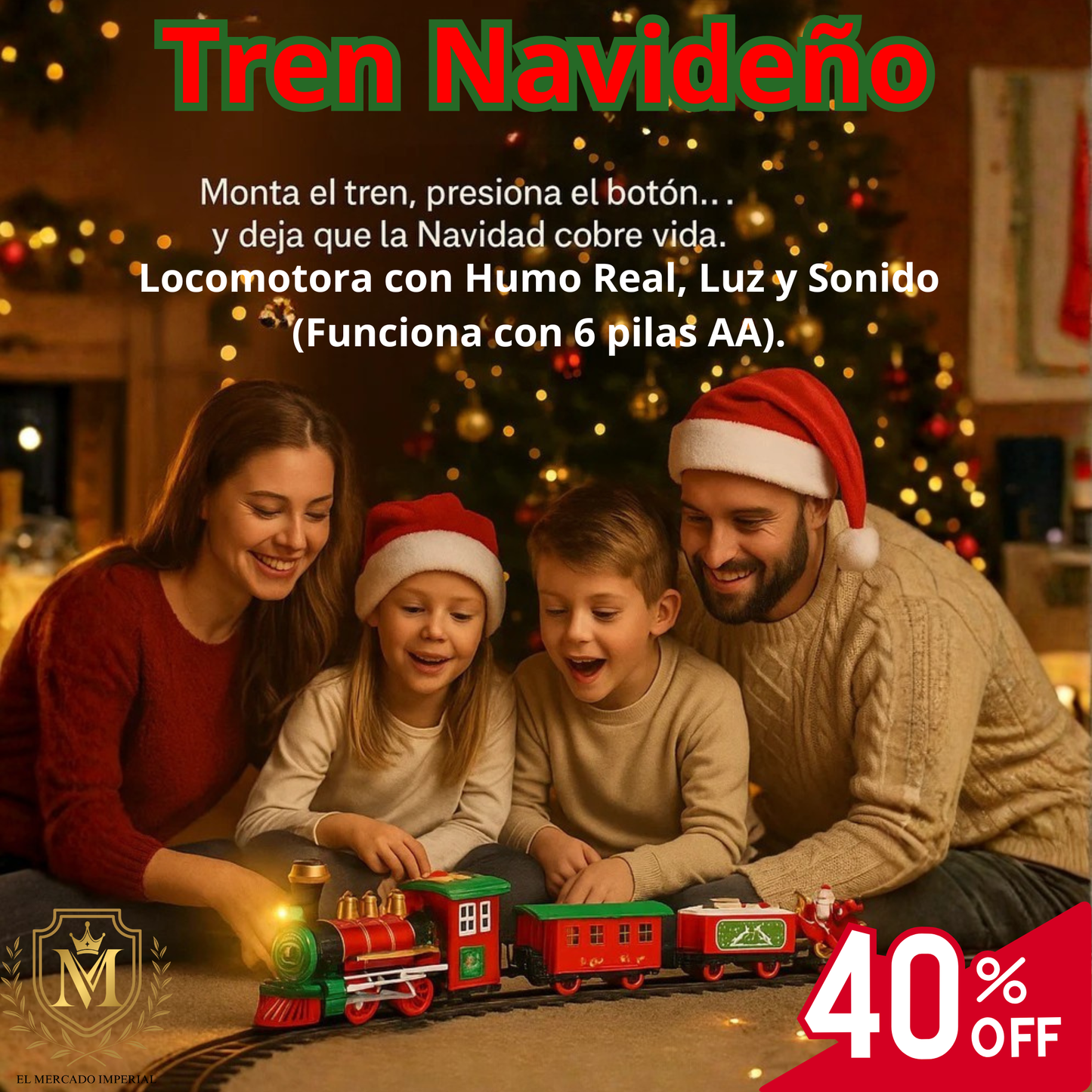 Tren Navideño con luz y sonido / Humo Real🎄🎄🎄