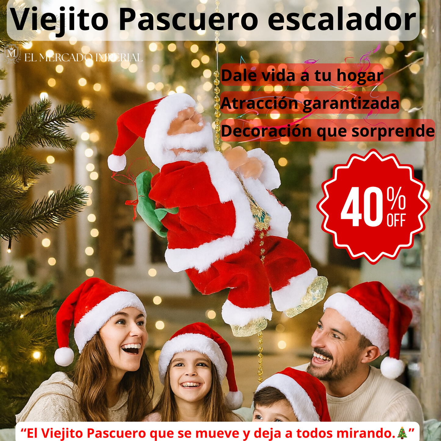 Viejito Pascuero Escalador con música / Sorprende esta navidad